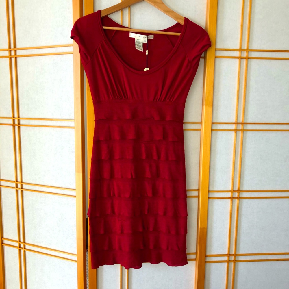Crimson Red Short Sleeve Dress